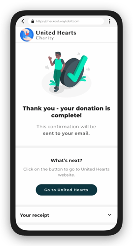 Charity - Confirmation screen - landing - black