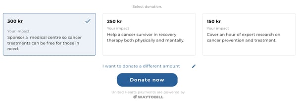 different donation amounts fundraising platform