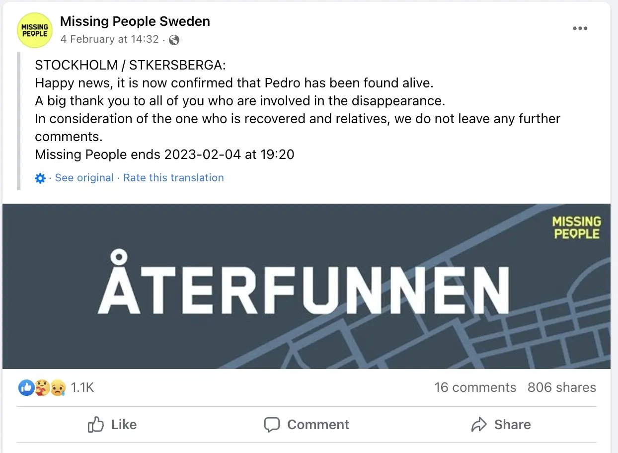 missing people facebook post