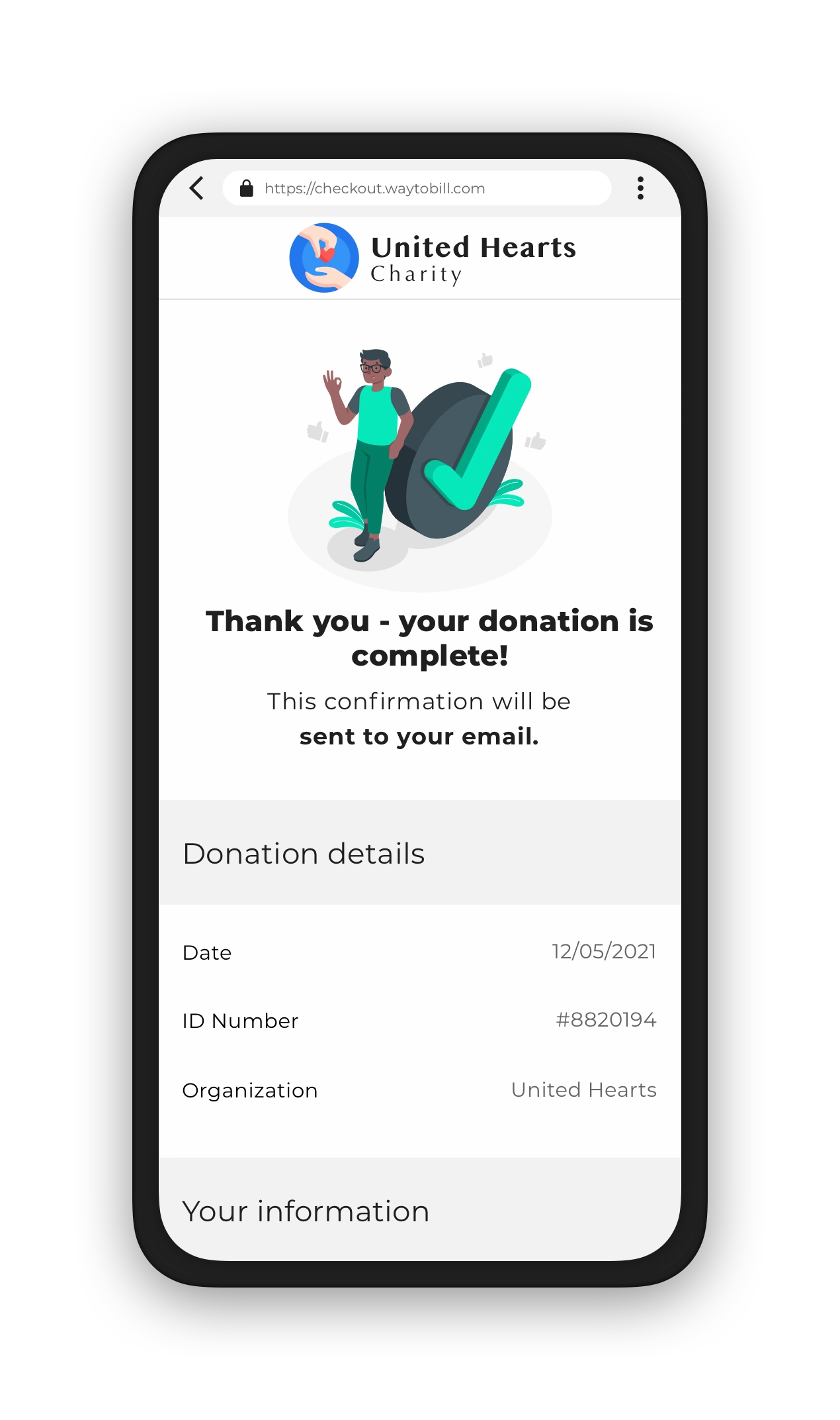 Charity - Confirmation screen mockup - black@2x