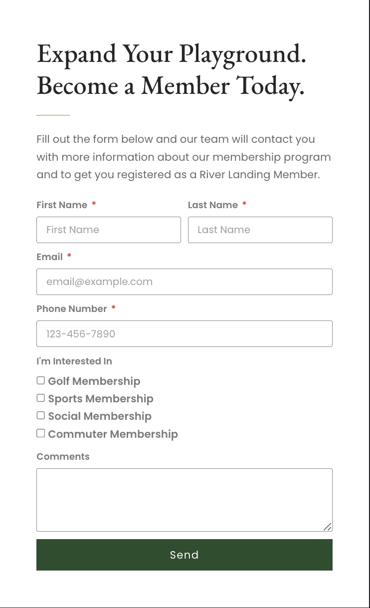 tiered membership system registration form